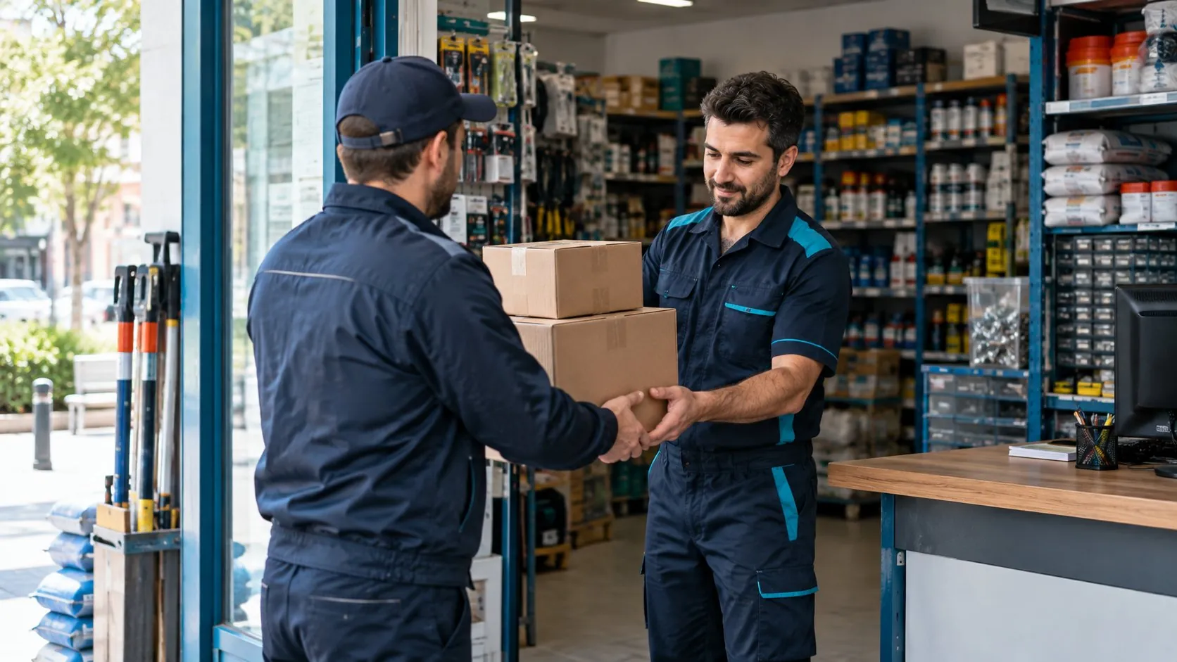 Bayi, depodan gelen siparişi teslim alıyor